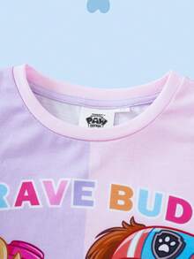 SHEIN | PAW Patrol Cute & Fashionable Versatile Round Neck Short Sleeve T-Shirt For Young Girls - Multicolor - View 6
