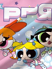 THE POWERPUFF GIRLS X SHEIN 青少年女孩卡通印花圓領抓絨運動衫 - 白色 - 查看 6