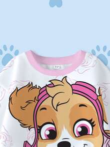 SHEIN | PAW Patrol 女童狗狗印花圆领长袖卫衣，秋季休闲款 - 白色 - 查看 3