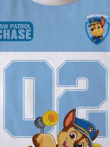 SHEIN | PAW Patrol 男童休闲撞色狗狗印花圆领短袖T恤，夏季 - 白色 - 查看 4