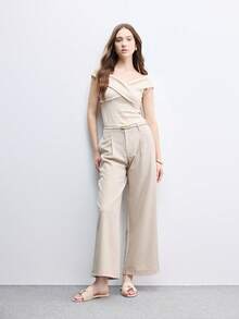 CUCCOO BIZCHIC 女款杏色麂皮紋理經典平底拖鞋，舒適百搭，適合夏季通勤辦公穿著 - 杏色2 - 查看 6