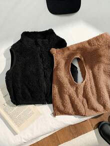 SHEIN Set 2 Potong Baju Bayi Laki-laki dan Perempuan Musim Gugur/Dingin yang Lucu dan Serbaguna, Rompi dan Jaket Warna Polos yang Lembut - MultiWarna - View 8