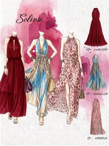 Solivie Damen Sommer Romantisch Boho Elegant Kleid Für Urlaub Brunch Burgunderrot - Bordeaux - Übersicht 10