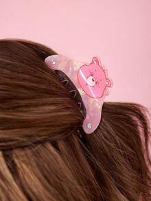 SHEIN X Care Bears 可愛雙面3D熊造型髮夾，適合女性 - 粉色 - 查看 2