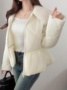 FRIFUL Women's Winter Fashion Versatile Warm Coat - White - View 2