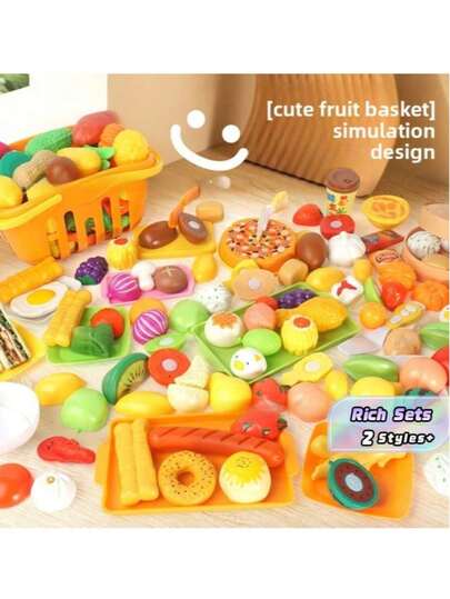 Juguete de juego de imitación para niños de cortar frutas y verduras, set de cocina con alimentos, verduras y pizza