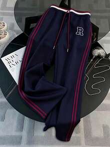 Franclia Atasan Kardigan Lengan Panjang Berkerudung + Celana Panjang Lurus - Navy Blue - View 5