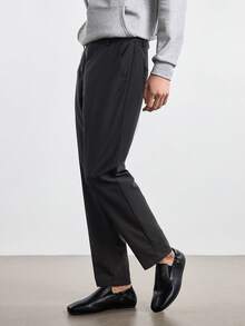 Merionis Men's Fashion Versatile Commute Solid Color Suit Pants - Black - View 10