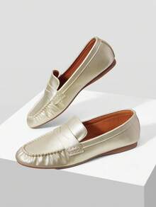 MOTF WOMEN'S NEW FRENCH FASHION ELEGANT COMFORTABLE FLAT BALLET LOAFERS, GOLD CASUAL - Gold - View 9