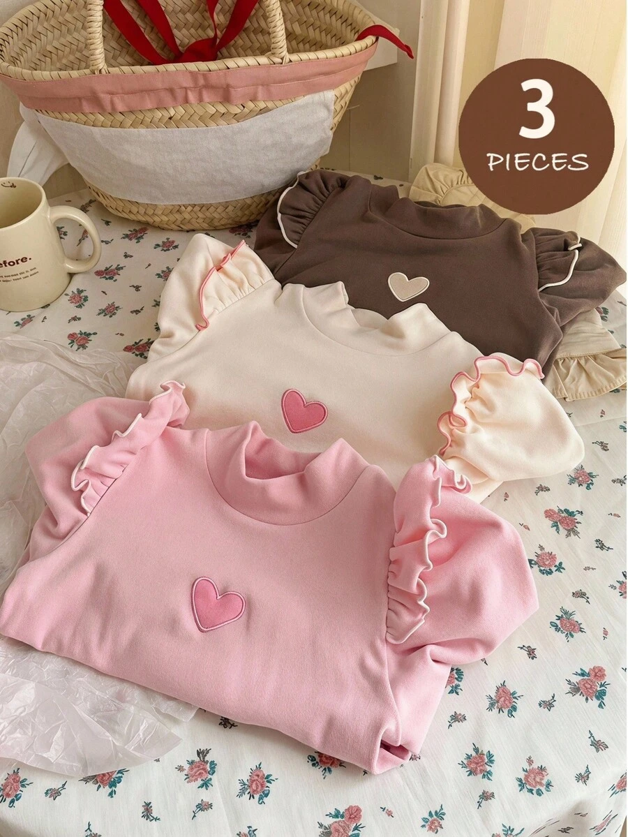SHEIN 嬰兒愛心刺繡長袖上衣 - 彩色 - 查看 1