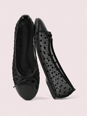 CUCCOO DOLLMOD Women's Shoes, Black, Polka Dots, Mesh Upper, Bow Decoration, Ballet Flats Are Simple, Fashionable And Cute. Fall Shoes