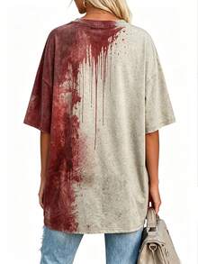 EMERY ROSE Women's Bloody Problem Solved Halloween Print V-Neck T-Shirt - Multicolor - View 2