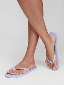 Grefit Women Shoes Summer Open-Toe Flat Bottom 2cm Flip-Flops, Bright Colors And Fresh And Comfortable Flip-Flops, Suitable For Street/Summer, Music Festivals/Themed Parties - Light purple - View 5