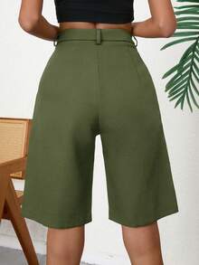 Aveloria Modichic Pantalones cortos tipo bermuda con bolsillos inclinados - Verde militar - Ver 2