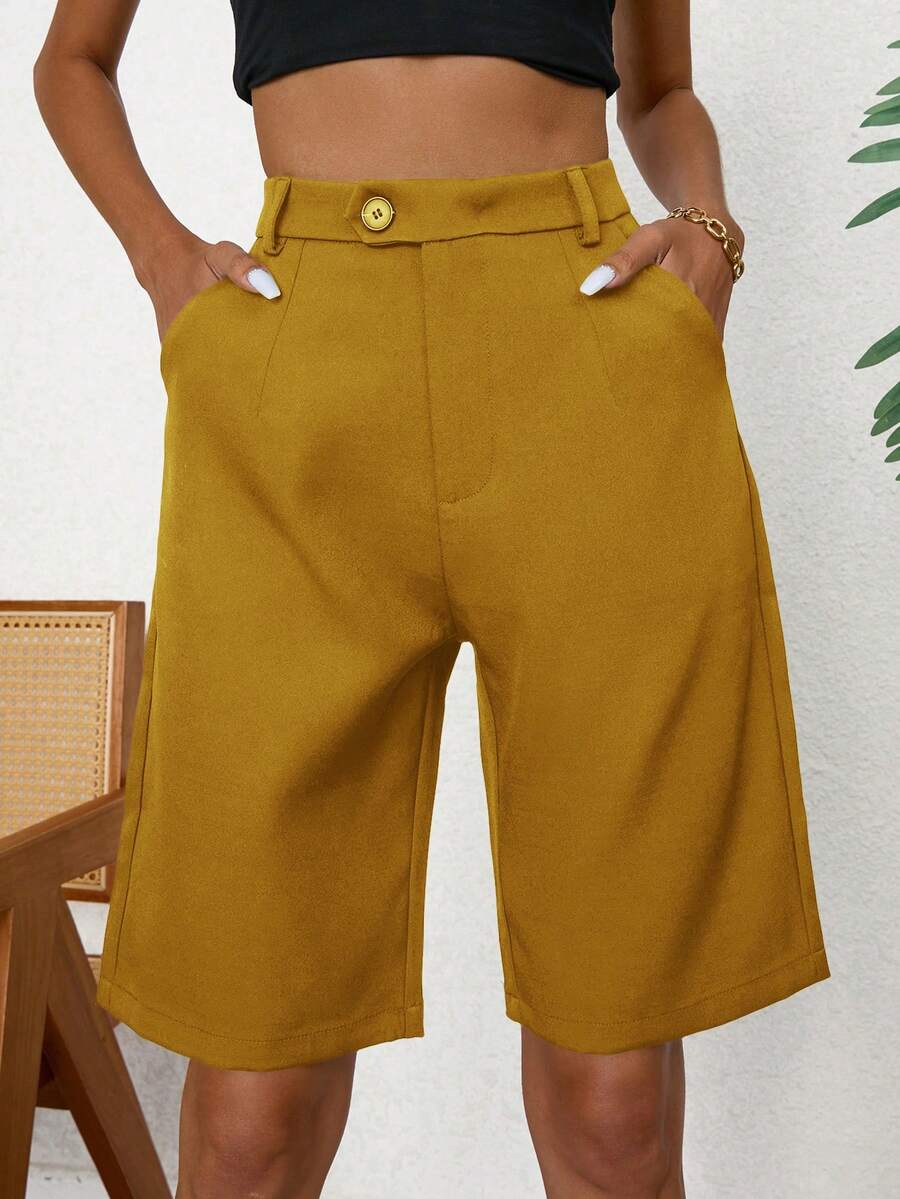 Aveloria Modichic Bermudas con bolsillos inclinados - Amarillo - Ver 1