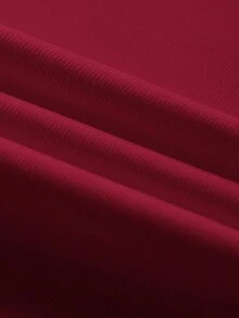 SHEIN BASICS Women's Solid Color Fitted Versatile Daily Wear Bandeau Top - Burgundy - View 3