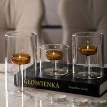 Cylindrical Windproof Glass Candle Holder, Oil Lamp, Windproof Candle Holder, Creative Home Decoration, Candlelight Dinner Gift (Excluding Candles) - Multicolor - View 2