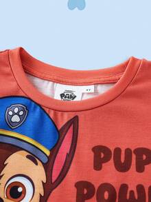 SHEIN | PAW Patrol Young Boy Casual Cartoon Print Short Sleeve T-Shirt And Shorts Set, Summer - Orange - View 6