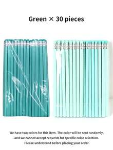 30pcs Assorted Macaron Color Wooden Pencils With Erasers For Writing & Arts Back To School - Multicolor - View 8