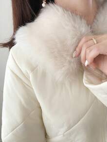 FRIFUL Women's Winter Fashion Versatile Warm Coat - White - View 4