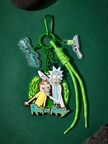Rick and Morty X POKOJA LAND 卡通動畫圖案金屬鑰匙圈吊飾，精緻可愛。適用於包包、車鑰匙、情侶吊飾、書包、生日禮品、背包、衣物吊飾、創意包掛飾。時尚百搭配件，也是送給親友和同學在派對、聚會和生日時的有趣小禮物 - 彩色 - 查看 6