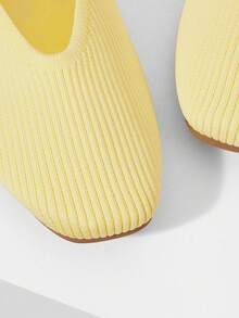 MOTF PREMIUM WOMEN SQUARE TOE BUCKLE STRAP FLATS FOR CHRISTMAS - Light yellow - View 5