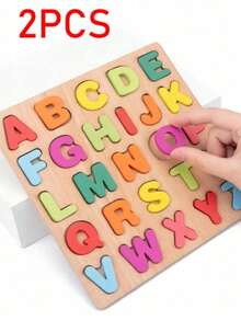 2 PCL/1 PCL Toddler Puzzle Grasp Board Wooden Toy, Alphanumeric Puzzle Building Blocks, Toddler Early Development Toy, Alphanumeric Cognitive Training, Fun Educational Gift For Kids - Multicolor - View 18