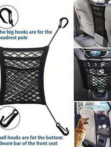 Dog Car Mesh Barrier, Pet Travel Safety Divider, Backseat Car Fence With Storage Bag, Anti-Collision Guard For Pets & Kids - one-size - View 2