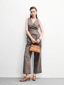 CUCCOO BIZCHIC 女款棕色高跟時尚優雅通勤繫帶尖頭高跟鞋 - 淺棕色 - 查看 6