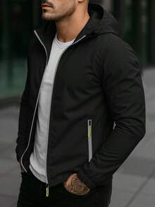Windbreakers Light Sports Equipment Daily Use Travel Adjustable Hood Full Closure Functional Pockets Spring Summer - Black - View 3