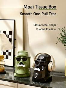1PC Creative Vintage Stone Statue Tissue Box, Multi-Purpose Desktop Headphone & Glasses Stand, Unique Home Decor For Living Room & Bedroom, Perfect Christmas Gift & Holiday Ornament - Multicolor - View 2