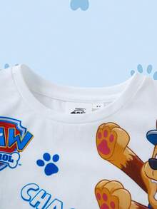 SHEIN | PAW Patrol Young Boy Casual Cartoon Print Short Sleeve T-Shirt, Summer - White - View 6