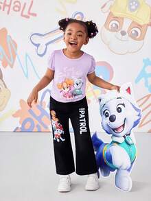 SHEIN | PAW Patrol Girls Cute Fashion Versatile Round Neck Short Sleeve T-Shirt - Purple - View 4