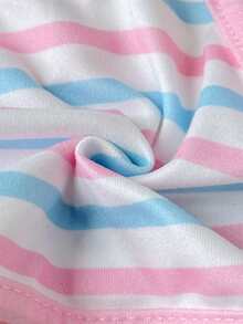 SHEIN Tween女孩 4件組蝴蝶結彩色休閒簡約舒適軟墊內衣 可愛條紋蝴蝶結 - 彩色 - 查看 5