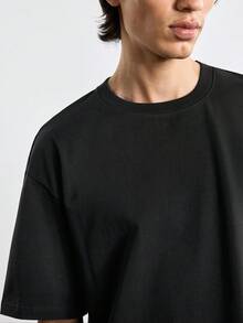 Merionis Men's High-Quality Thick 100% Cotton Solid Color Casual Basic Old Money Versatile Daily Wear Short Sleeve T-Shirt City Break Evening Holiday Office - Black - View 7