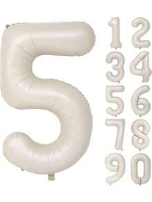 POKOJA LAND Cream White Number Helium Foil Balloons, Birthday Party Decorations, Christmas - Cream White 32in - View 9