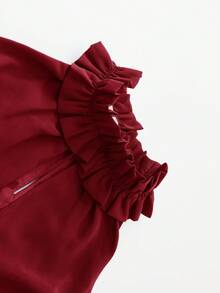 Solivie Damen Sommer Romantisch Boho Elegant Kleid Für Urlaub Brunch Burgunderrot - Bordeaux - Übersicht 4