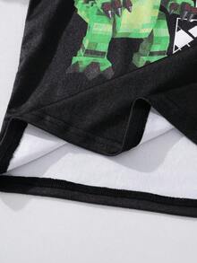 SHEIN Set Piyama Anak Laki-Laki Remaja Pas Badan Motif Dinosaurus Blok Warna Leher Bulat Lengan Panjang Celana Panjang Kasual Nyaman 2 Potong - MultiWarna - View 7