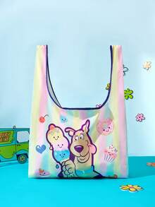 SCOOBY-DOO X Joivida 1pc Reusable  Foldable Large Capacity Tote Bag For Women,Versatile For Commuting, Travel, Shopping, Convenient Open-Close, Multi-Functional For Various Occasions, & Comfortable, Versatileback To School Backpack,School Bag,Large Capacity,Lightweight - Pink yellow - View 1