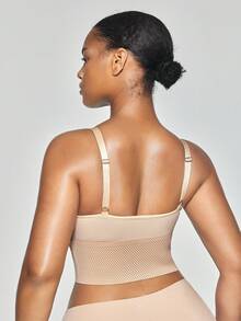 SHAPORA 1pc Plus Size Minimalist Mesh Wide-Fit Shaping Top - Apricot - View 3