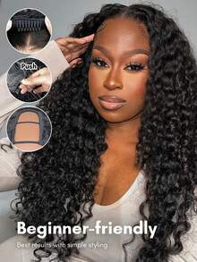 QUICK WEAR 9AM Hair Water Wave Human Hair U Part Wig Natural Color Wear & Go Glueless U Part Wig Seamless Blend Natural Hairline Beginner Friendly Easy Install 180% Density 16-26 Inch - SNatural - View 2