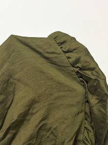 SHEIN LUNE 大码 Holidaya 纸袋腰荷叶边阔腿短裤 - 軍綠色 - 查看 5