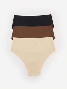 Bralution 3 Peças Calcinhas Triangulares Femininas Multicor Sem Costura Confortáveis Minimalistas Casuais para Uso Diário - Multicolorido - Visão 5