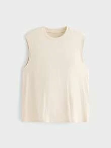 Merionis Men's Minimalist Casual Old Money 100% Cotton Versatile Solid Color Crew Neck Tank Top For Sports And Daily Wear Boxing Brunch Holiday Office - Khaki - View 4