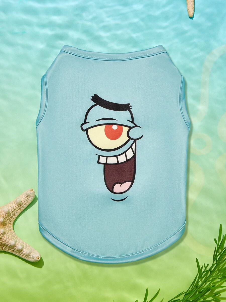 SpongeBob SquarePants | PETSIN 1件可愛單眼怪獸印花薄荷綠寵物背心,溫和透氣親膚,適合舒適的室內時光或與毛茸茸好友一起活潑的戶外散步 - 薄荷綠 - 查看 1