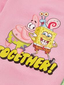 SpongeBob SquarePants | PETSIN 1件可愛海星蝸牛字母印花粉色厚款保暖寵物上衣，親膚無帽，適合舒適室內依偎或清晨戶外散步 - 粉色 - 查看 2