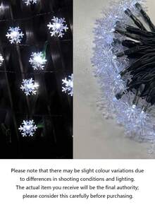 1 Set Solar Snowflake String Lights, 8 Lighting Modes, Waterproof Outdoor Fairy Lights, 20/50/100 LED Beads, Suitable For Outdoor Garden, Patio, Camping, Party, Wedding, Christmas Tree, Christmas Decor (Warm White/White/Color) - White - View 12