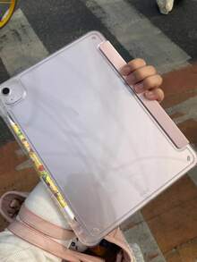 A Beautiful Pure Pink Acrylic Transparent Crystal Back Panel Drop-Proof Protective Case That Supports Sleep/Wake Mode And Is Compatible With IPad. - Pink - View 5