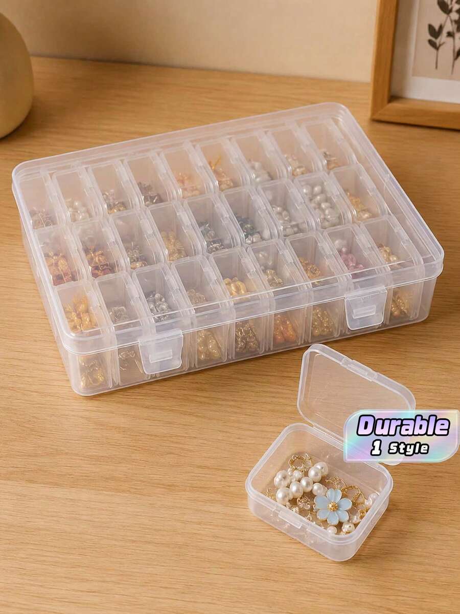 30pcs Set Of Transparent Plastic Storage Boxes, Including 1 Large Storage Box - Suitable For Storing Beads, Jewelry, Handmade Crafts And Various Small Items, Stackable Storage Containers, Organizing Supplies For Women, Essential Travel Items.