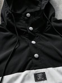 AXEPEAK 男士抽繩連帽休閒日常長袖夾克 - 黑色 - 查看 3